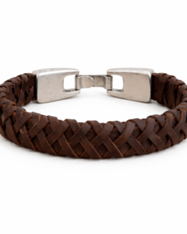 pulsera de cuero trenzado ancha